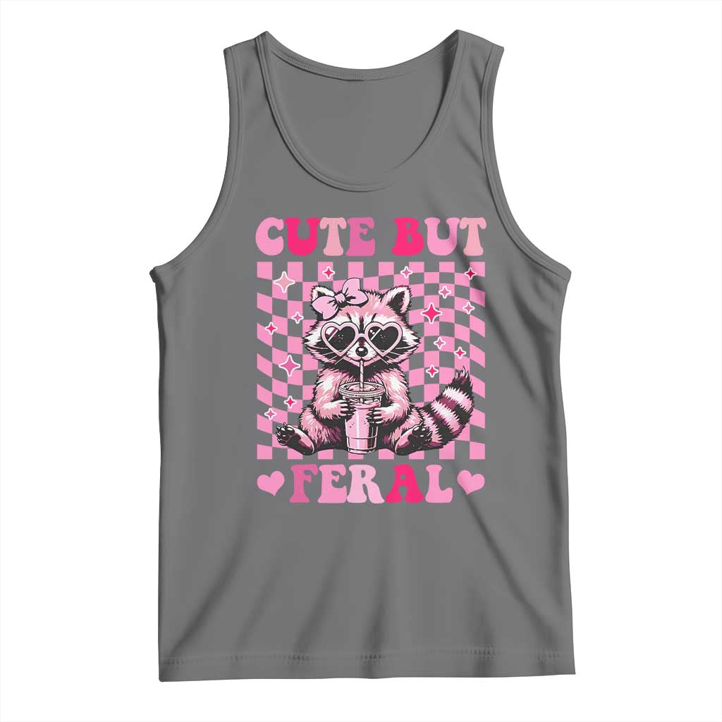 Cute But Feral Raccoon Tank Top Funny Sunglasses Trash Panda - Wonder Print Shop