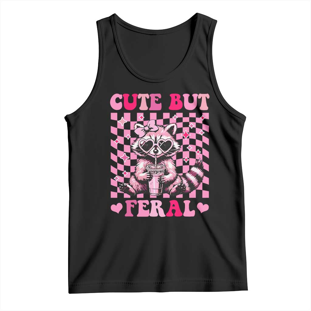 Cute But Feral Raccoon Tank Top Funny Sunglasses Trash Panda - Wonder Print Shop