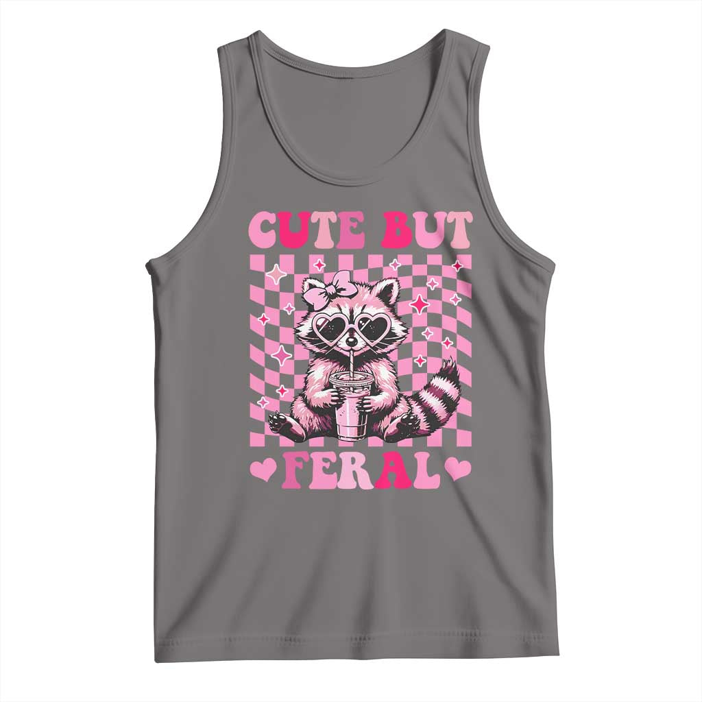 Cute But Feral Raccoon Tank Top Funny Sunglasses Trash Panda - Wonder Print Shop