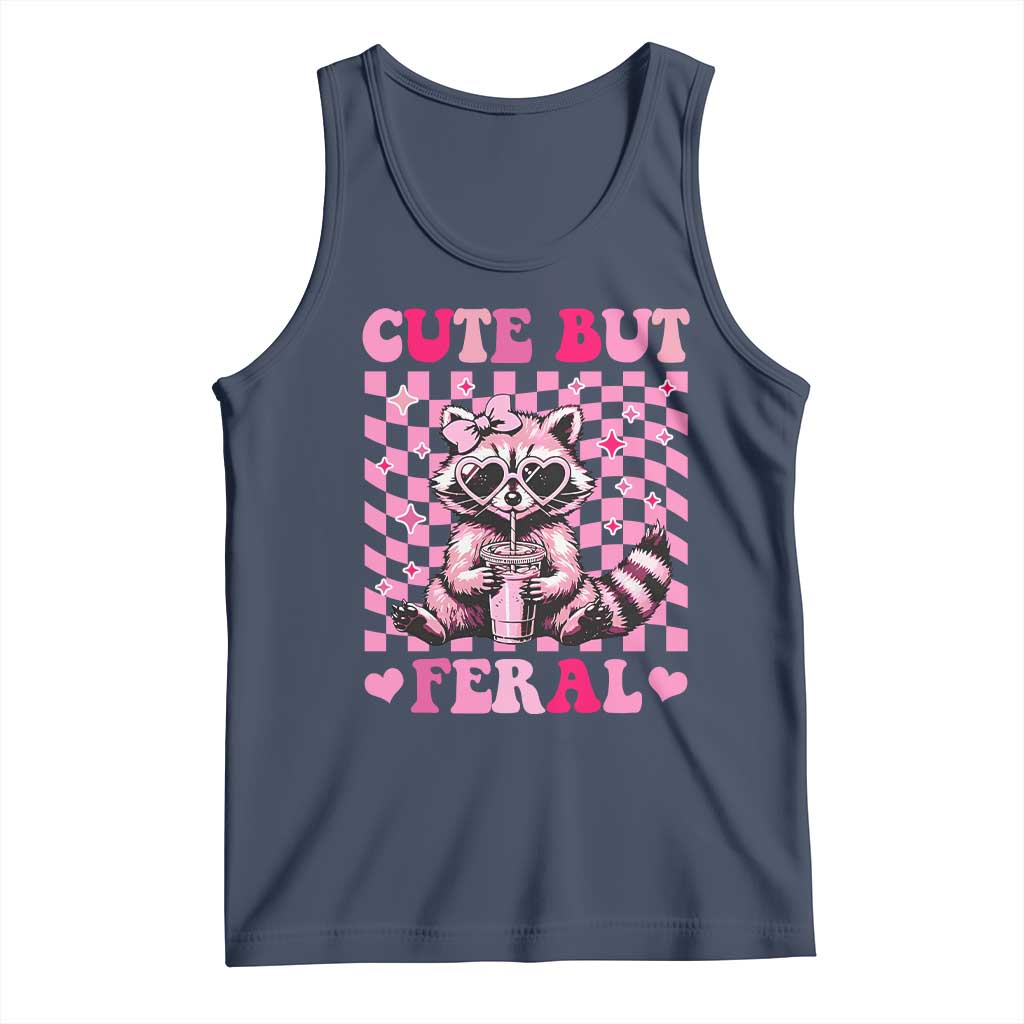 Cute But Feral Raccoon Tank Top Funny Sunglasses Trash Panda - Wonder Print Shop