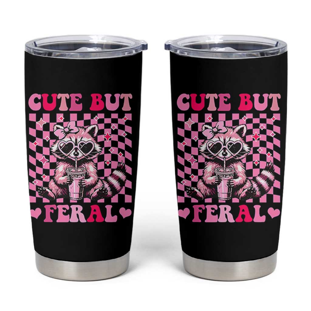 Cute But Feral Raccoon Tumbler Cup Funny Sunglasses Trash Panda - Wonder Print Shop