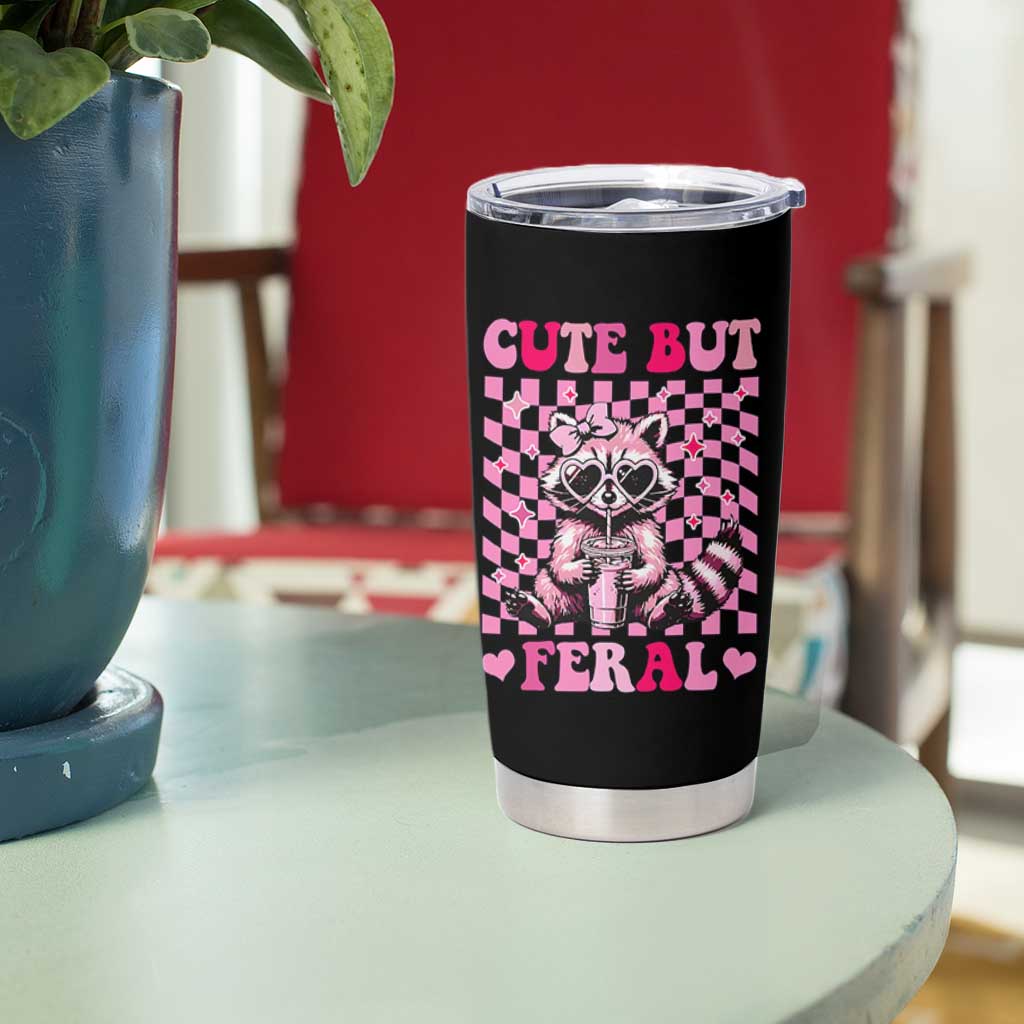 Cute But Feral Raccoon Tumbler Cup Funny Sunglasses Trash Panda - Wonder Print Shop