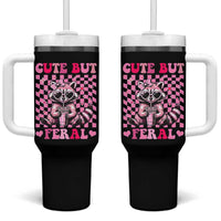Cute But Feral Raccoon Tumbler With Handle Funny Sunglasses Trash Panda - Wonder Print Shop
