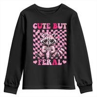Cute But Feral Raccoon Youth Sweatshirt Funny Sunglasses Trash Panda - Wonder Print Shop
