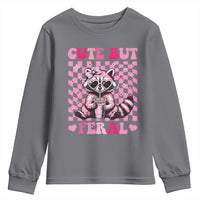 Cute But Feral Raccoon Youth Sweatshirt Funny Sunglasses Trash Panda - Wonder Print Shop