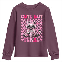 Cute But Feral Raccoon Youth Sweatshirt Funny Sunglasses Trash Panda - Wonder Print Shop