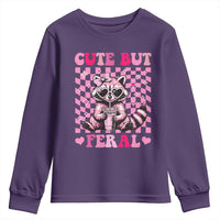 Cute But Feral Raccoon Youth Sweatshirt Funny Sunglasses Trash Panda - Wonder Print Shop