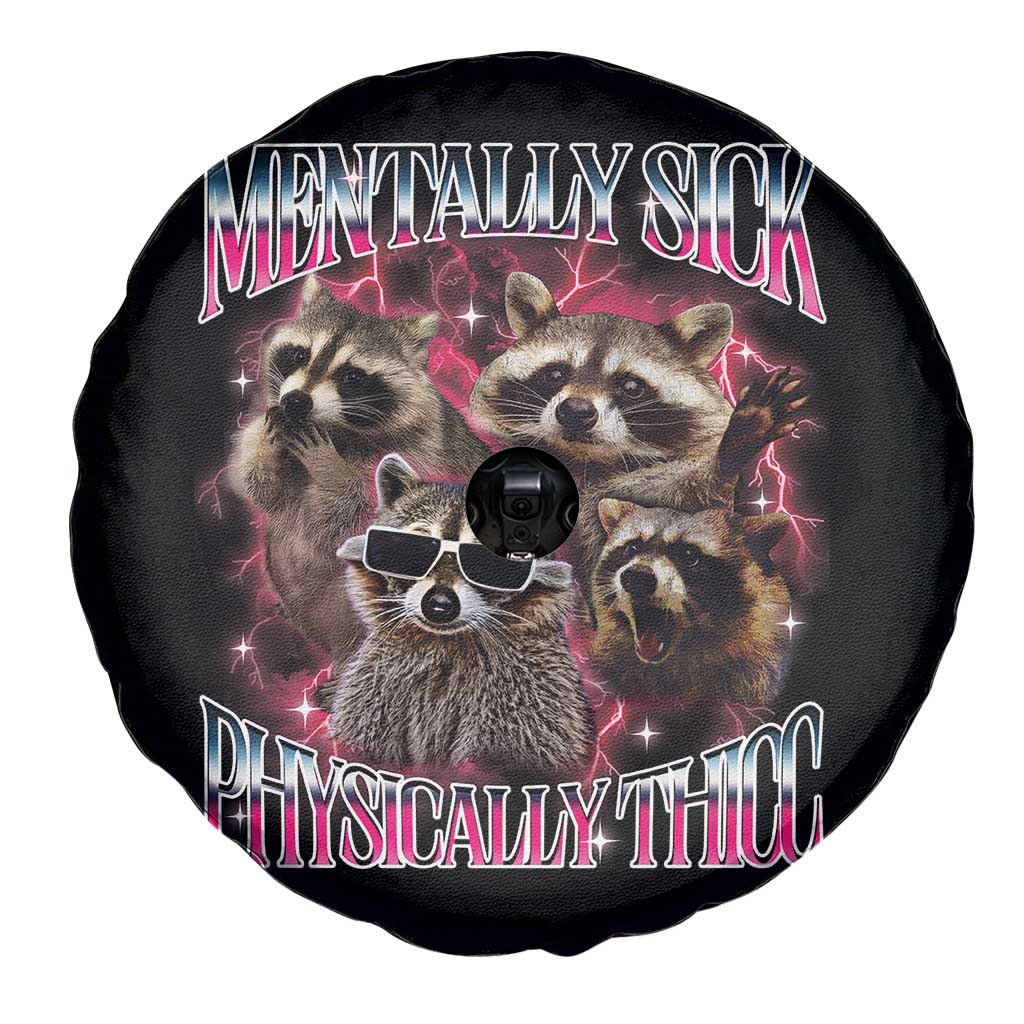 Physically Thicc Funny Raccoon Meme Spare Tire Cover Mentally Sick Bootleg Graphic 90s - Wonder Print Shop