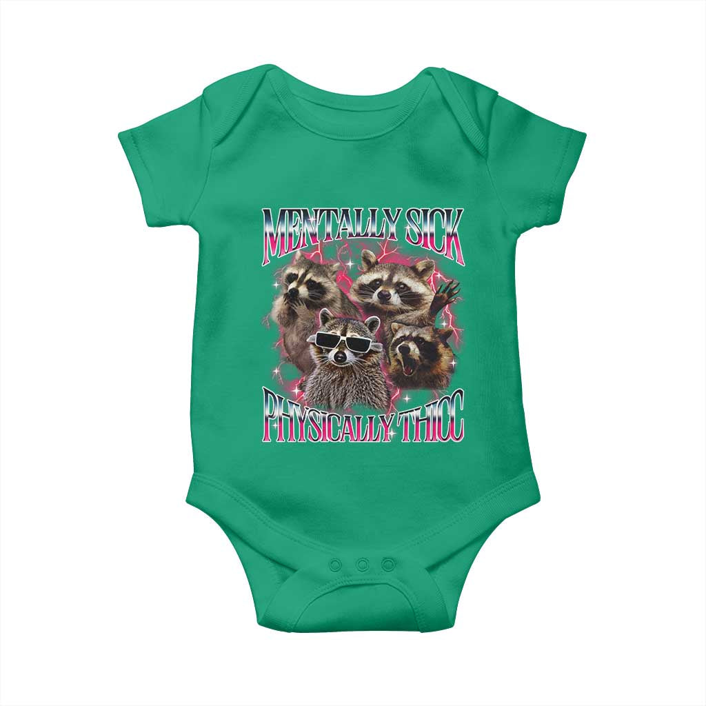 Physically Thicc Funny Raccoon Meme Baby Onesie Mentally Sick Bootleg Graphic 90s - Wonder Print Shop