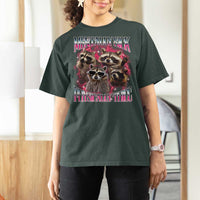 Physically Thicc Funny Raccoon Meme T Shirt For Women Mentally Sick Bootleg Graphic 90s - Wonder Print Shop