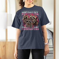 Physically Thicc Funny Raccoon Meme T Shirt For Women Mentally Sick Bootleg Graphic 90s - Wonder Print Shop