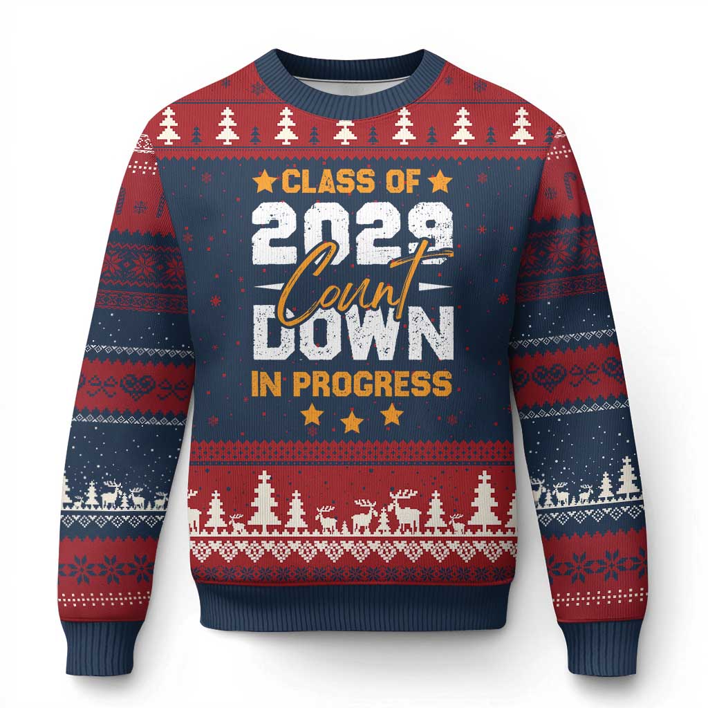 Class Of 2029 Count Down Graduating Ugly Christmas Sweater