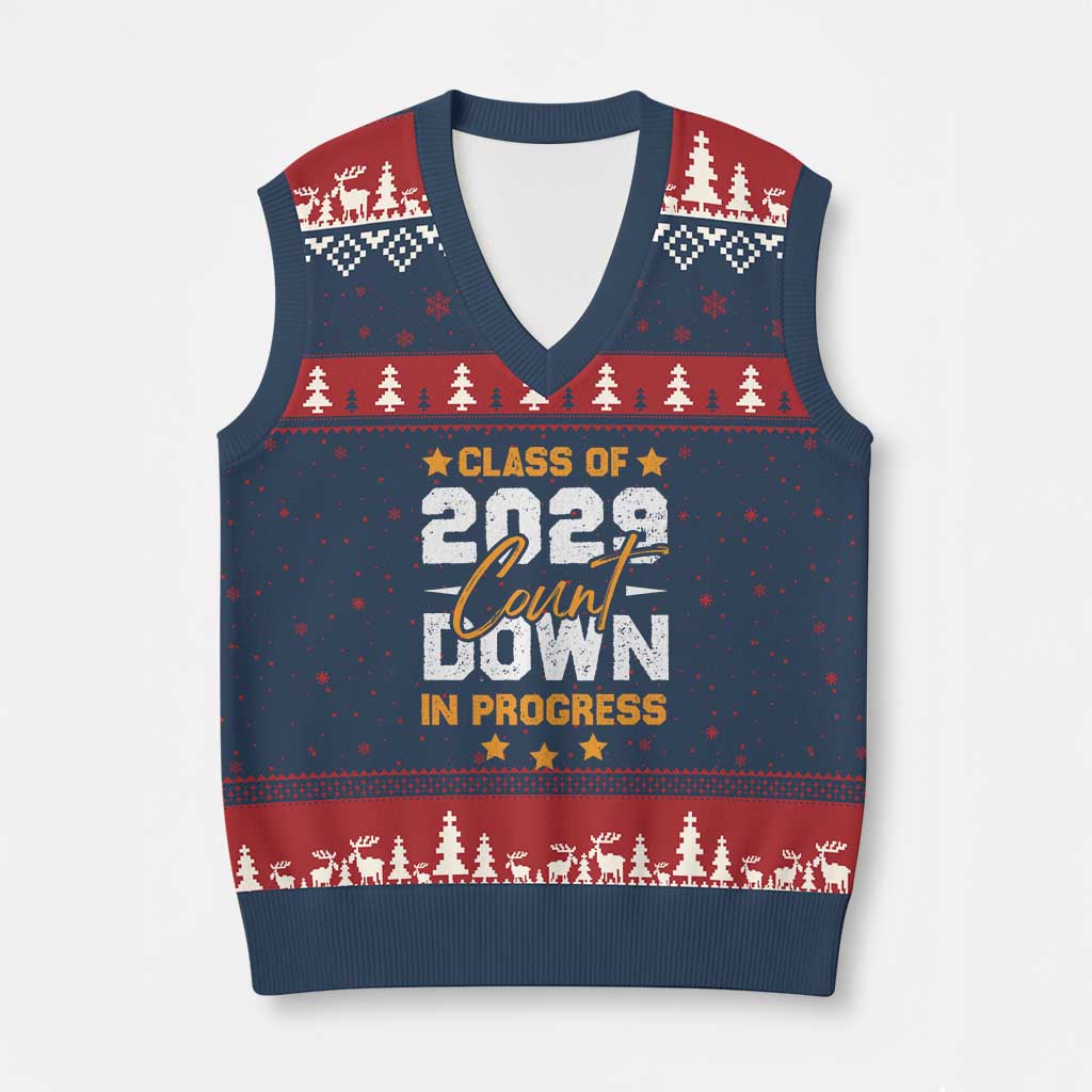 Class Of 2029 Count Down Graduating V-Neck Knit Sweater Vest