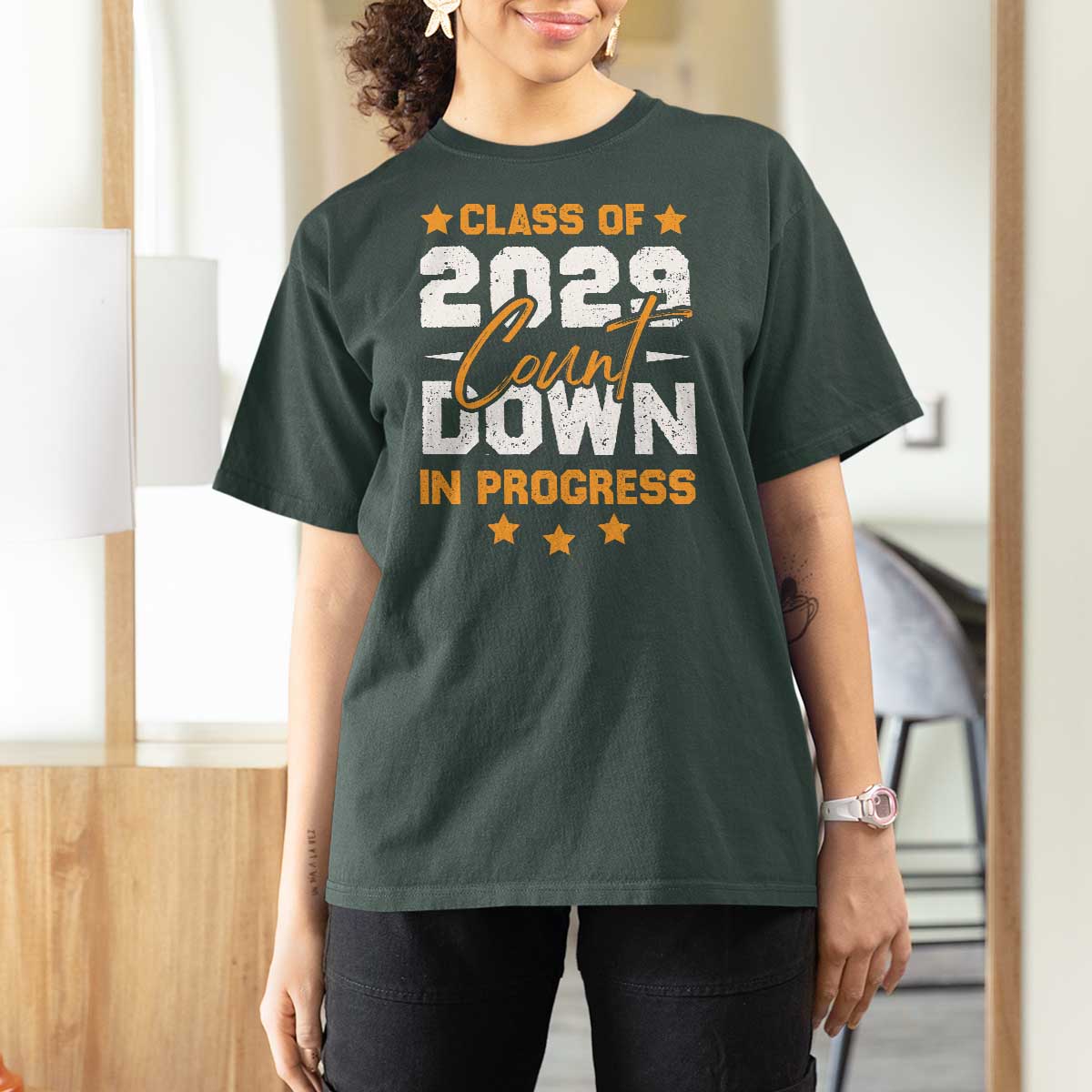 Class Of 2029 Count Down Graduating T Shirt For Women