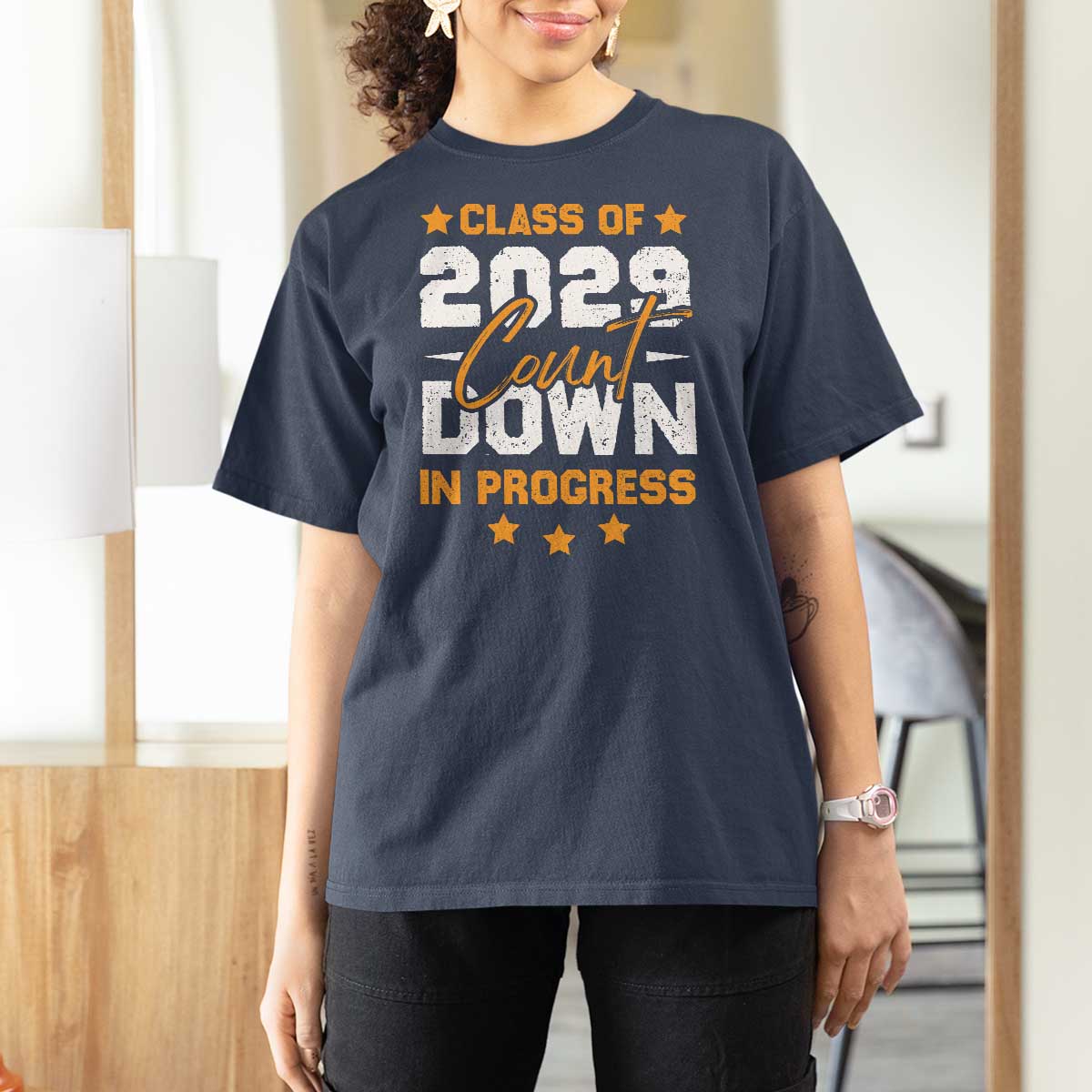Class Of 2029 Count Down Graduating T Shirt For Women