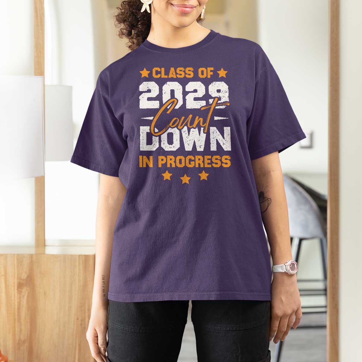 Class Of 2029 Count Down Graduating T Shirt For Women