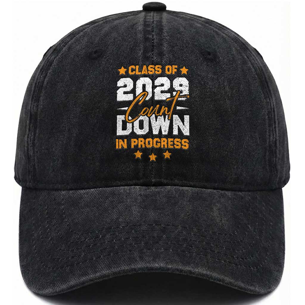 Class Of 2029 Count Down Graduating Washed Cotton Baseball Cap