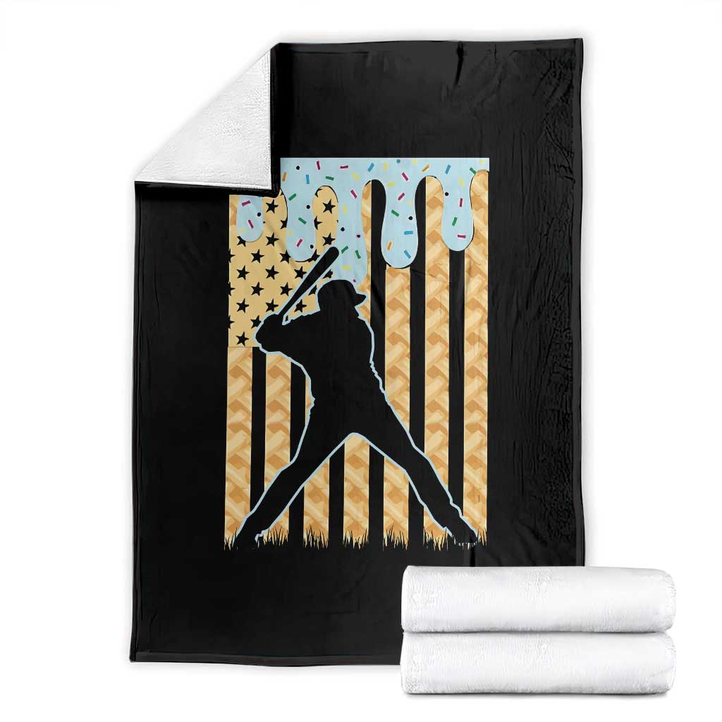 Baseball Drip Throw Blanket Dripping Ice Cream Sprinkles American Flag Boys - Wonder Print Shop