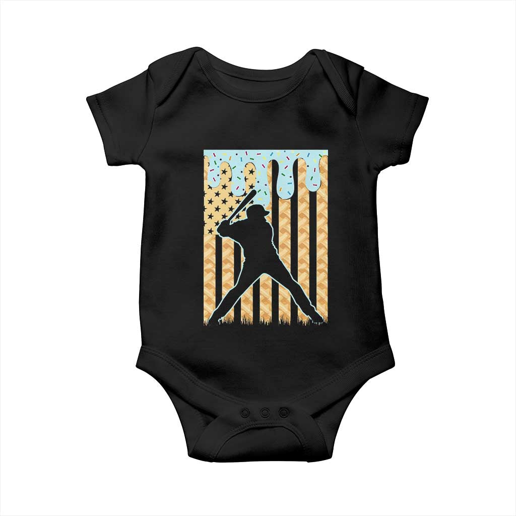 Baseball Drip Baby Onesie Dripping Ice Cream Sprinkles American Flag Boys - Wonder Print Shop