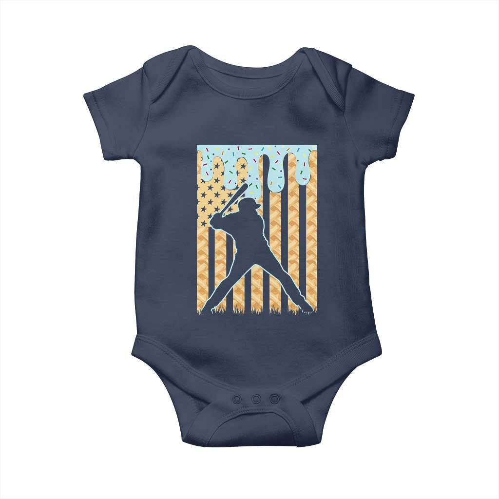 Baseball Drip Baby Onesie Dripping Ice Cream Sprinkles American Flag Boys - Wonder Print Shop