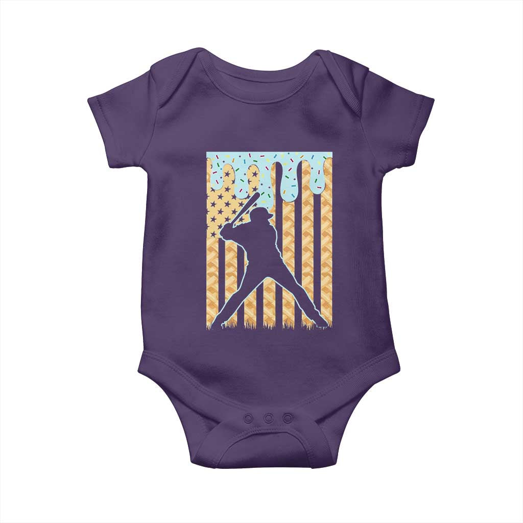 Baseball Drip Baby Onesie Dripping Ice Cream Sprinkles American Flag Boys - Wonder Print Shop