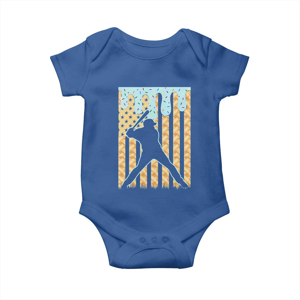 Baseball Drip Baby Onesie Dripping Ice Cream Sprinkles American Flag Boys - Wonder Print Shop