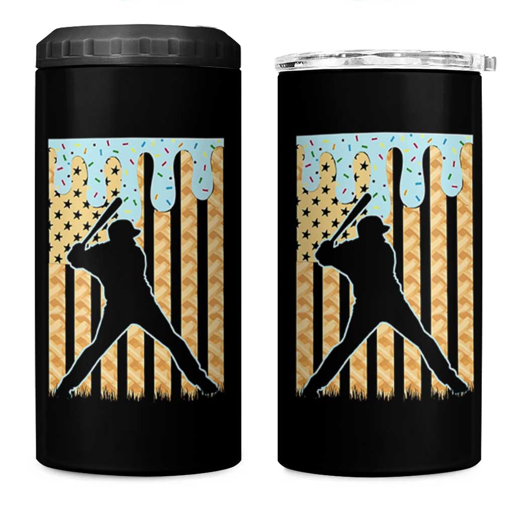 Baseball Drip 4 in 1 Can Cooler Tumbler Dripping Ice Cream Sprinkles American Flag Boys - Wonder Print Shop