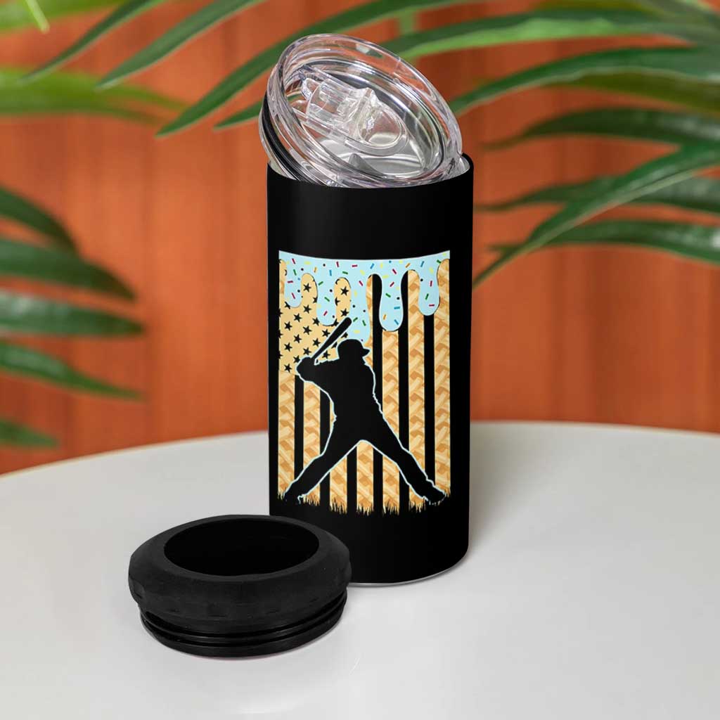 Baseball Drip 4 in 1 Can Cooler Tumbler Dripping Ice Cream Sprinkles American Flag Boys - Wonder Print Shop