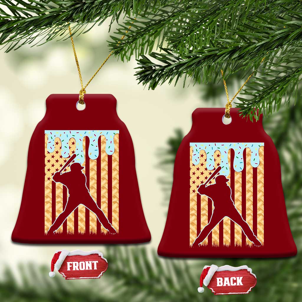 Baseball Drip Ceramic Ornament Dripping Ice Cream Sprinkles American Flag Boys - Wonder Print Shop