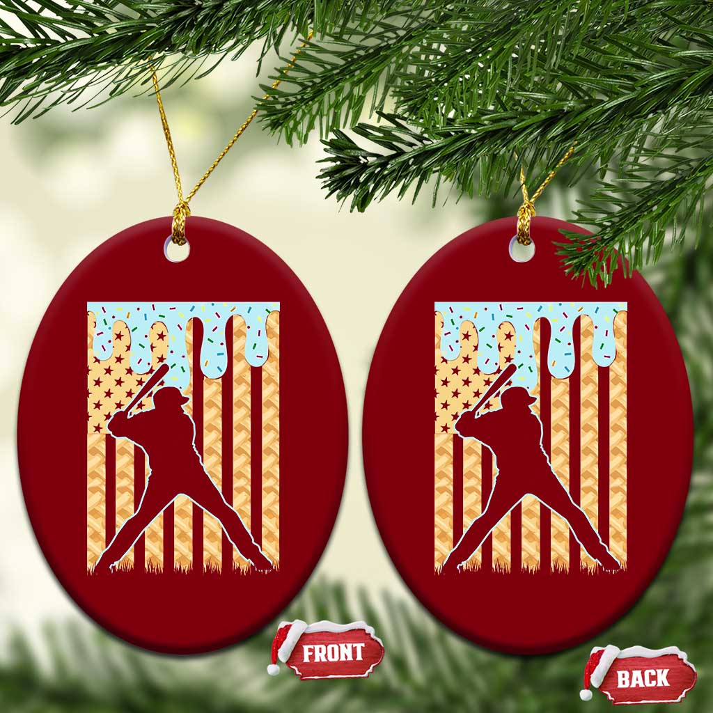 Baseball Drip Ceramic Ornament Dripping Ice Cream Sprinkles American Flag Boys - Wonder Print Shop