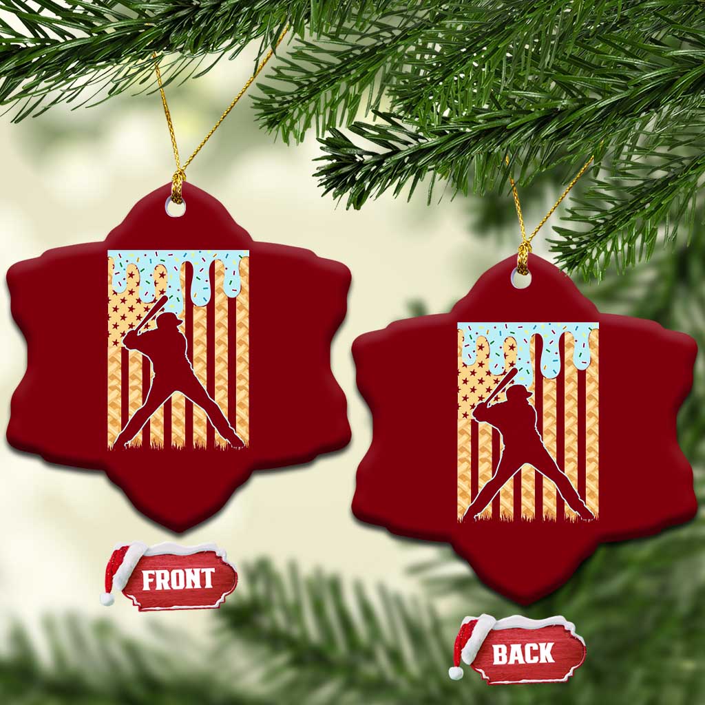 Baseball Drip Ceramic Ornament Dripping Ice Cream Sprinkles American Flag Boys - Wonder Print Shop