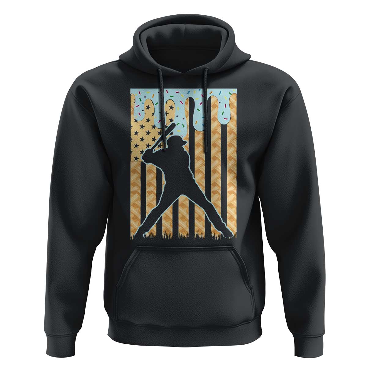 Baseball Drip Hoodie Dripping Ice Cream Sprinkles American Flag Boys - Wonder Print Shop