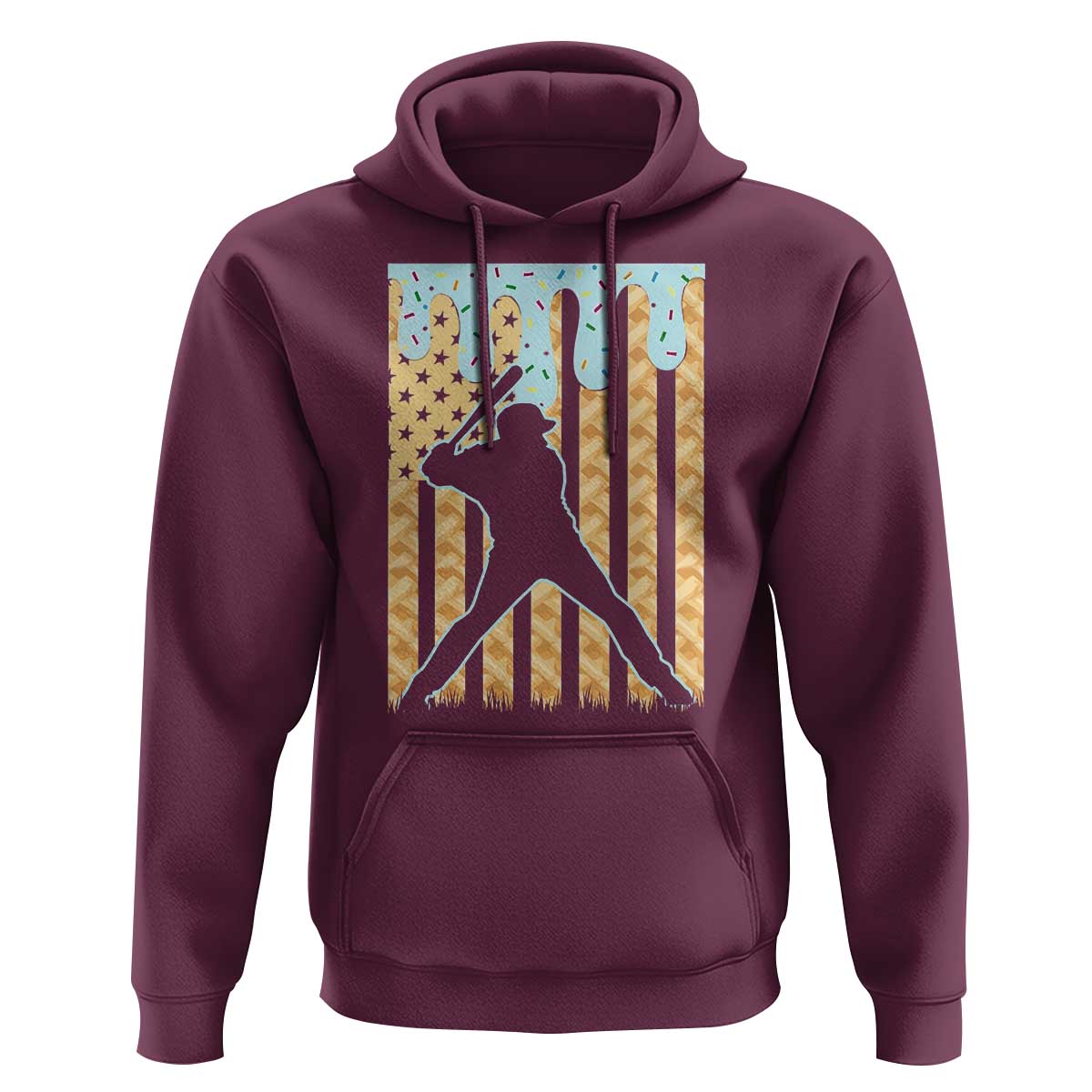 Baseball Drip Hoodie Dripping Ice Cream Sprinkles American Flag Boys - Wonder Print Shop