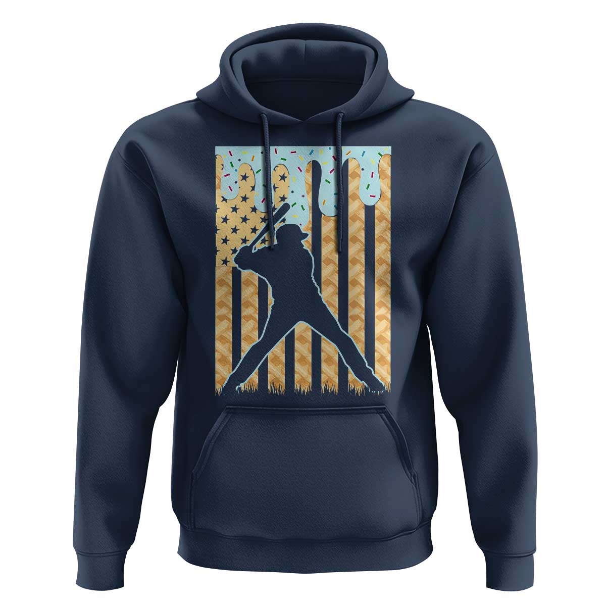 Baseball Drip Hoodie Dripping Ice Cream Sprinkles American Flag Boys - Wonder Print Shop
