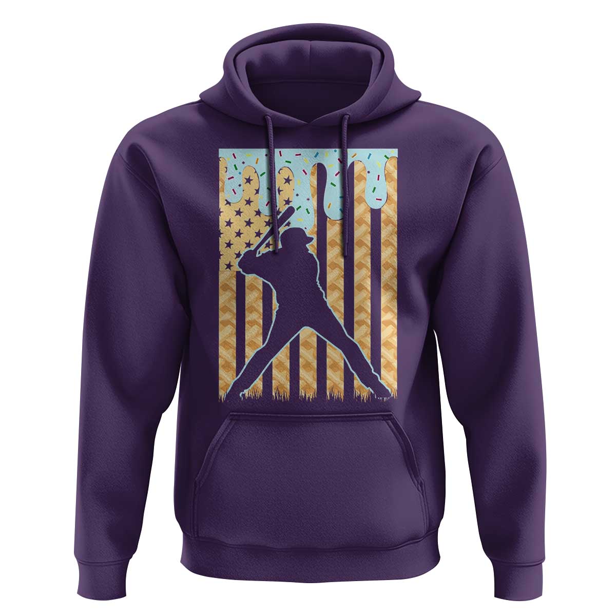 Baseball Drip Hoodie Dripping Ice Cream Sprinkles American Flag Boys - Wonder Print Shop