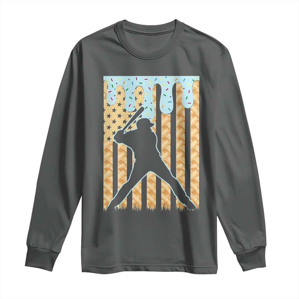 Baseball Drip Long Sleeve Shirt Dripping Ice Cream Sprinkles American Flag Boys - Wonder Print Shop