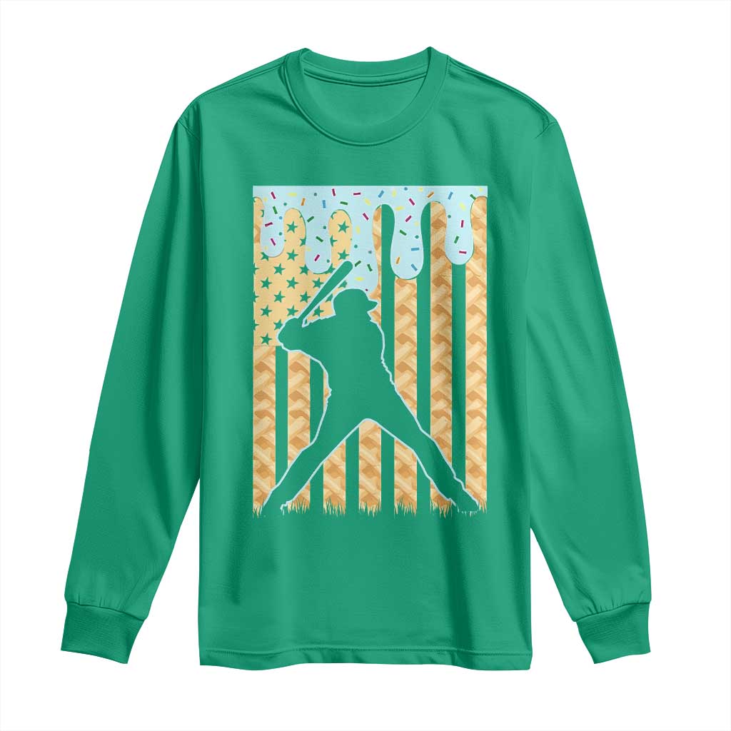 Baseball Drip Long Sleeve Shirt Dripping Ice Cream Sprinkles American Flag Boys - Wonder Print Shop