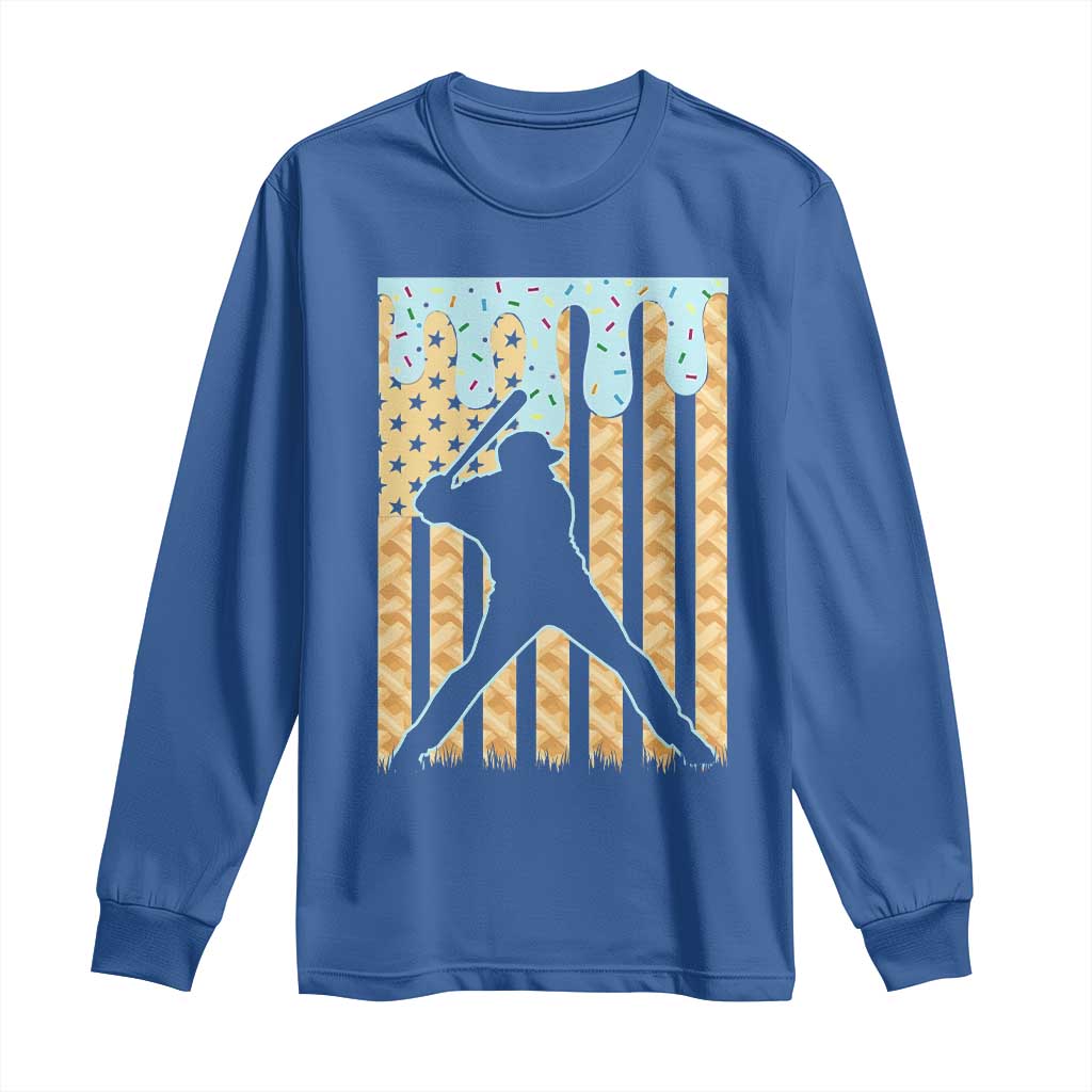 Baseball Drip Long Sleeve Shirt Dripping Ice Cream Sprinkles American Flag Boys - Wonder Print Shop
