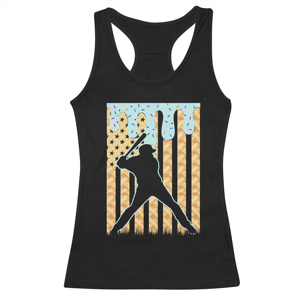 Baseball Drip Racerback Tank Top Dripping Ice Cream Sprinkles American Flag Boys - Wonder Print Shop