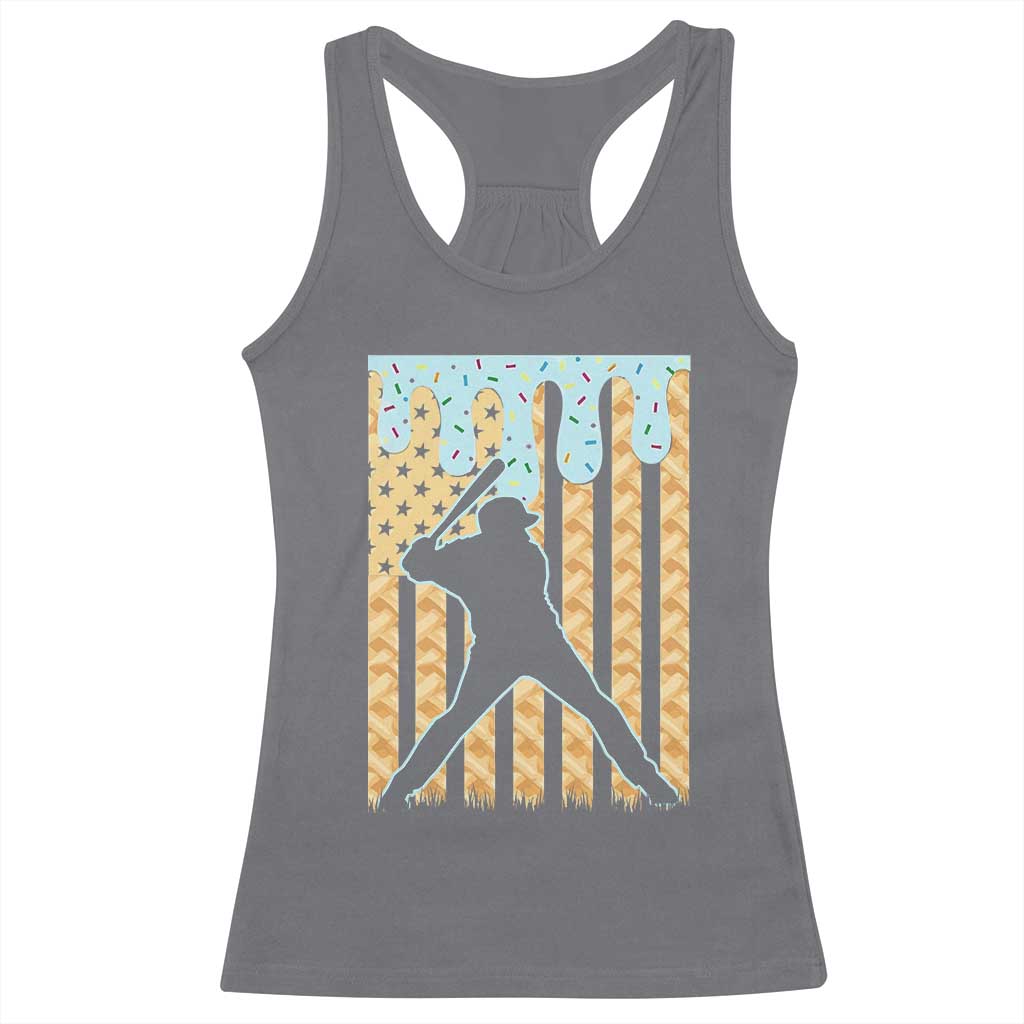 Baseball Drip Racerback Tank Top Dripping Ice Cream Sprinkles American Flag Boys - Wonder Print Shop
