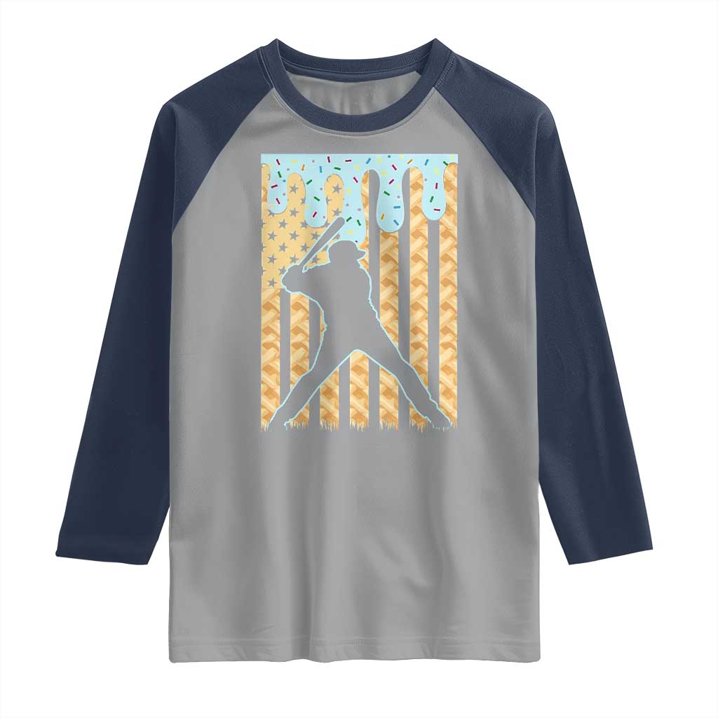 Baseball Drip Raglan Shirt Dripping Ice Cream Sprinkles American Flag Boys - Wonder Print Shop