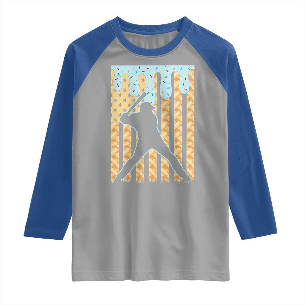 Baseball Drip Raglan Shirt Dripping Ice Cream Sprinkles American Flag Boys - Wonder Print Shop