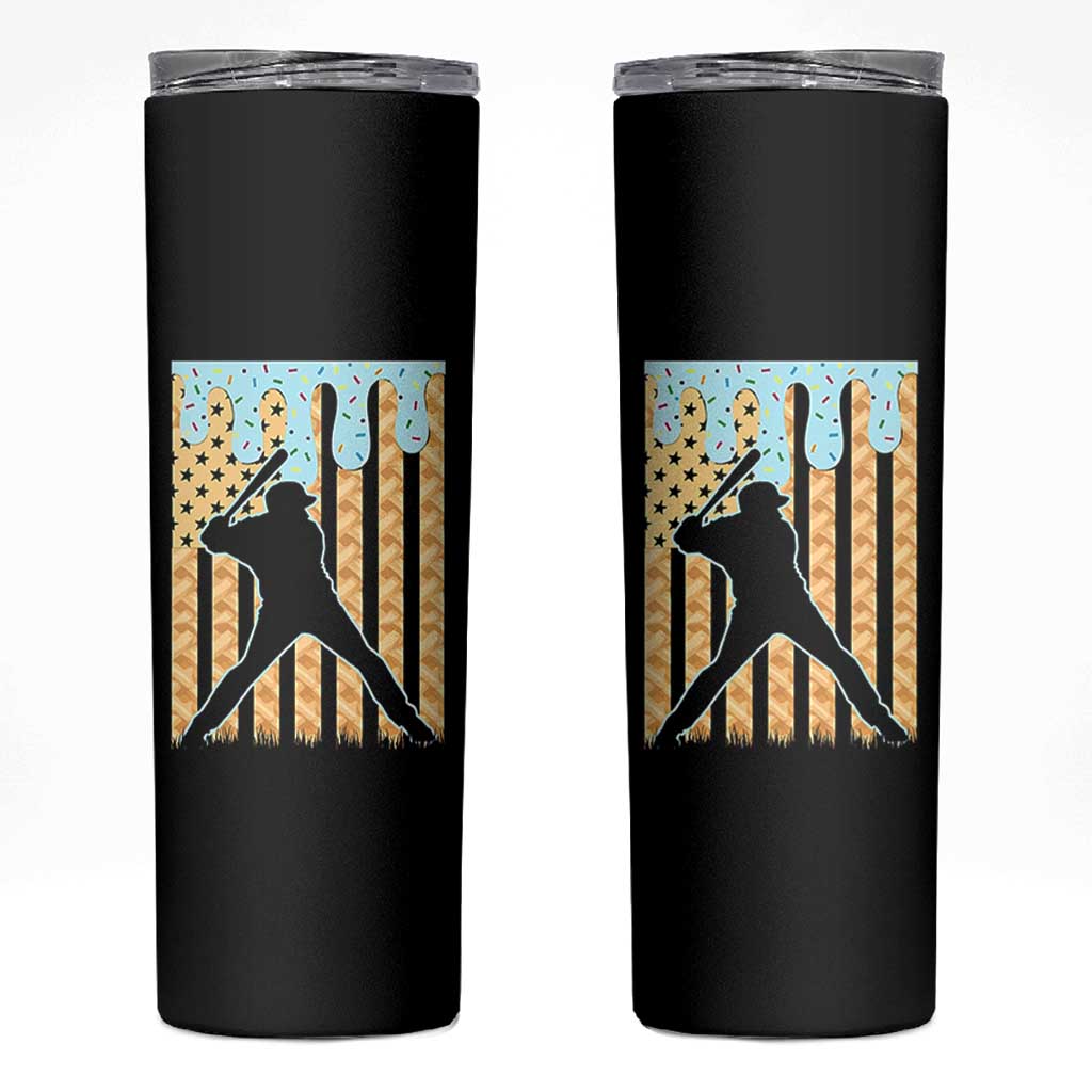 Baseball Drip Skinny Tumbler Dripping Ice Cream Sprinkles American Flag Boys - Wonder Print Shop