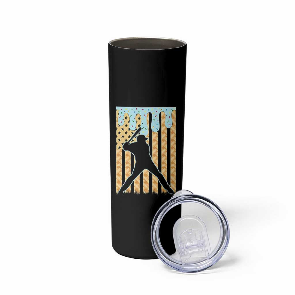 Baseball Drip Skinny Tumbler Dripping Ice Cream Sprinkles American Flag Boys - Wonder Print Shop