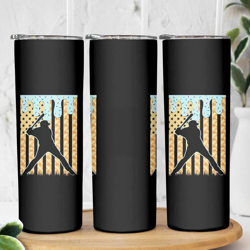 Baseball Drip Skinny Tumbler Dripping Ice Cream Sprinkles American Flag Boys - Wonder Print Shop