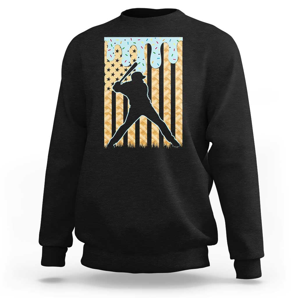 Baseball Drip Sweatshirt Dripping Ice Cream Sprinkles American Flag Boys - Wonder Print Shop