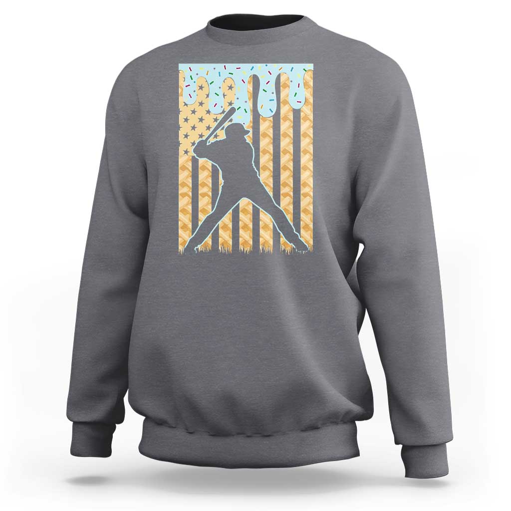 Baseball Drip Sweatshirt Dripping Ice Cream Sprinkles American Flag Boys - Wonder Print Shop