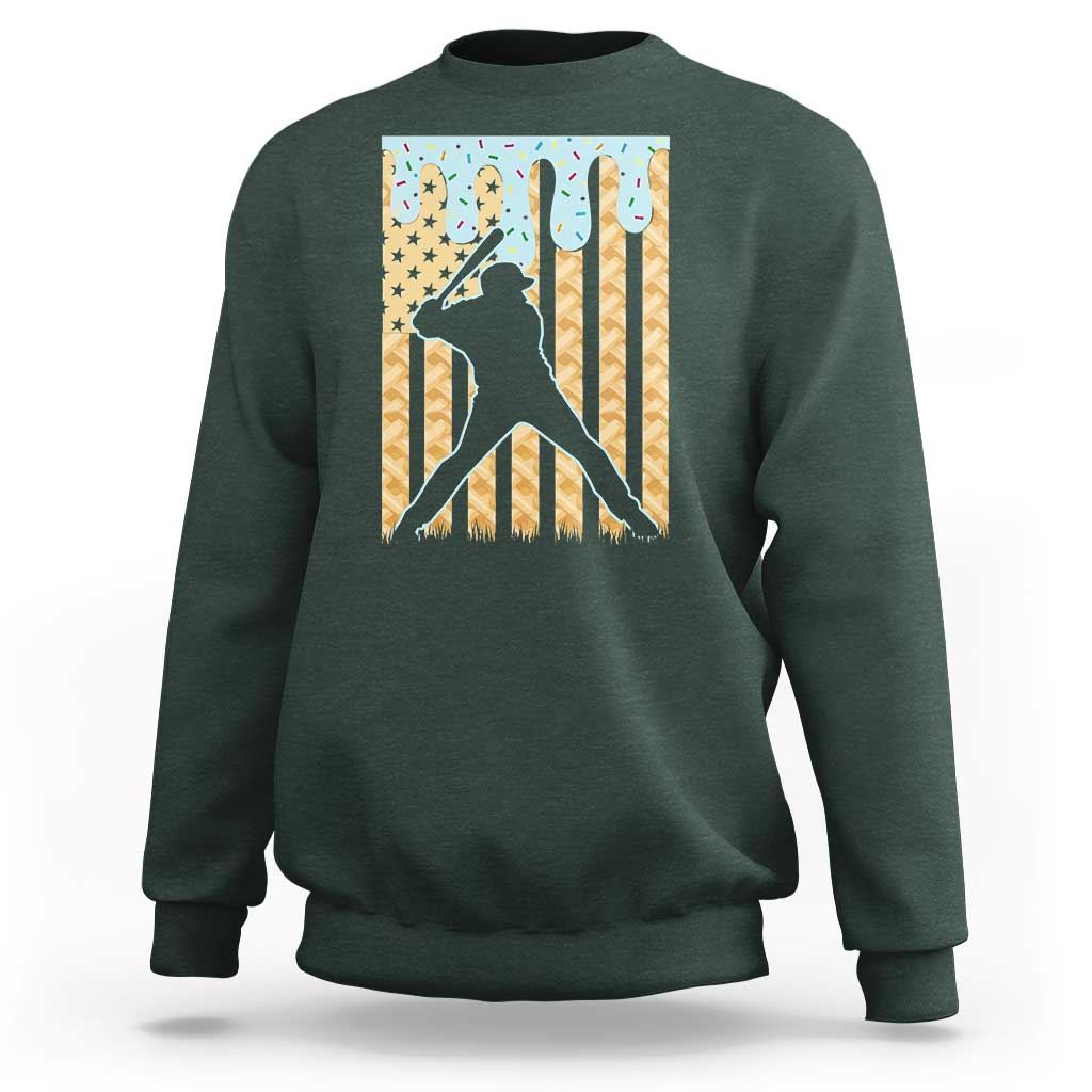 Baseball Drip Sweatshirt Dripping Ice Cream Sprinkles American Flag Boys - Wonder Print Shop