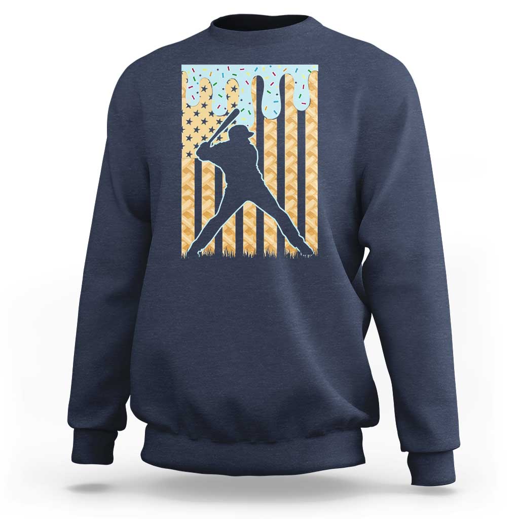 Baseball Drip Sweatshirt Dripping Ice Cream Sprinkles American Flag Boys - Wonder Print Shop