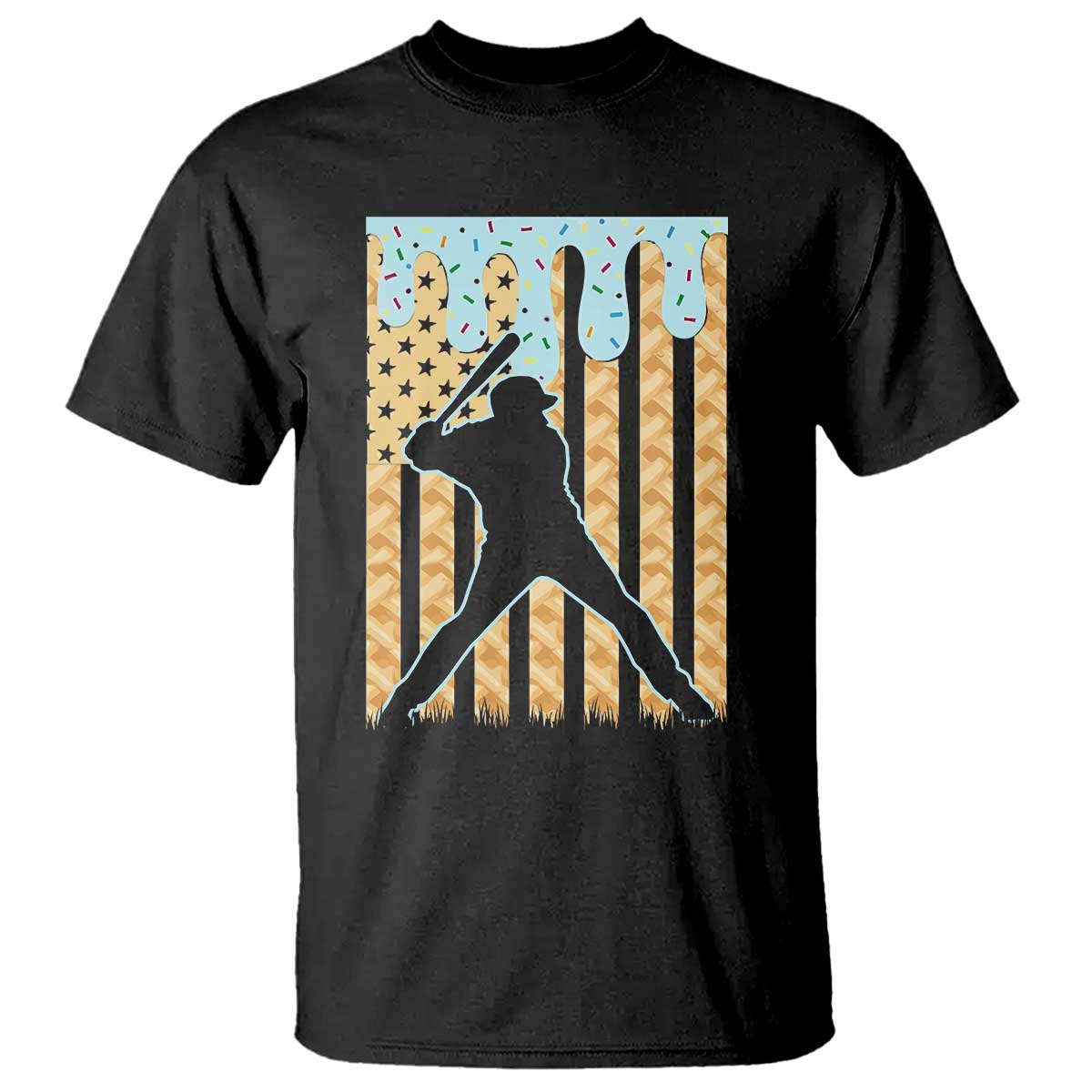 Baseball Drip T Shirt Dripping Ice Cream Sprinkles American Flag Boys - Wonder Print Shop